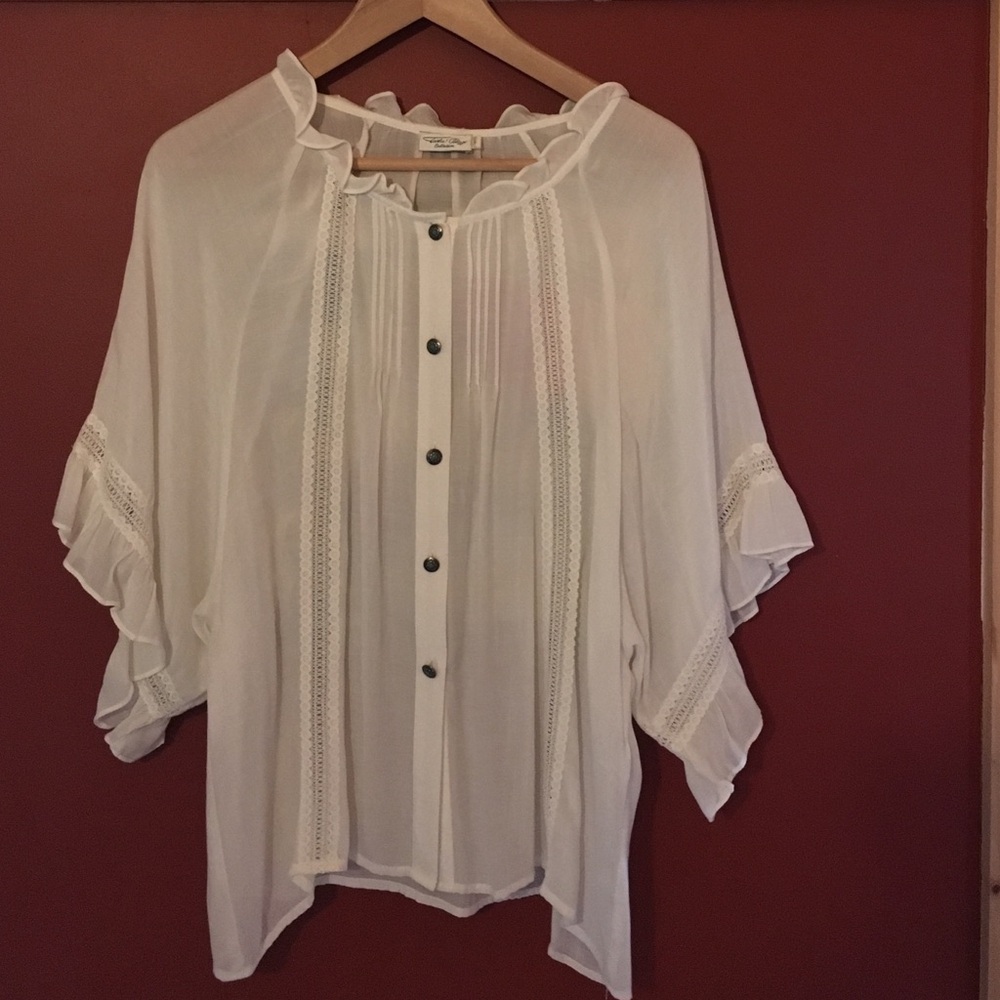 Tasha Polizzi White Blouse with Black Buttons